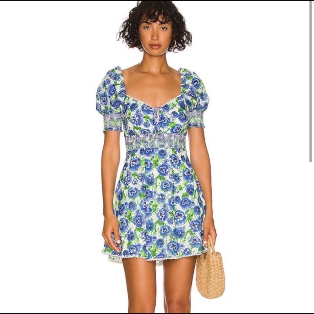 Alice and Olivia blue and green floral dress